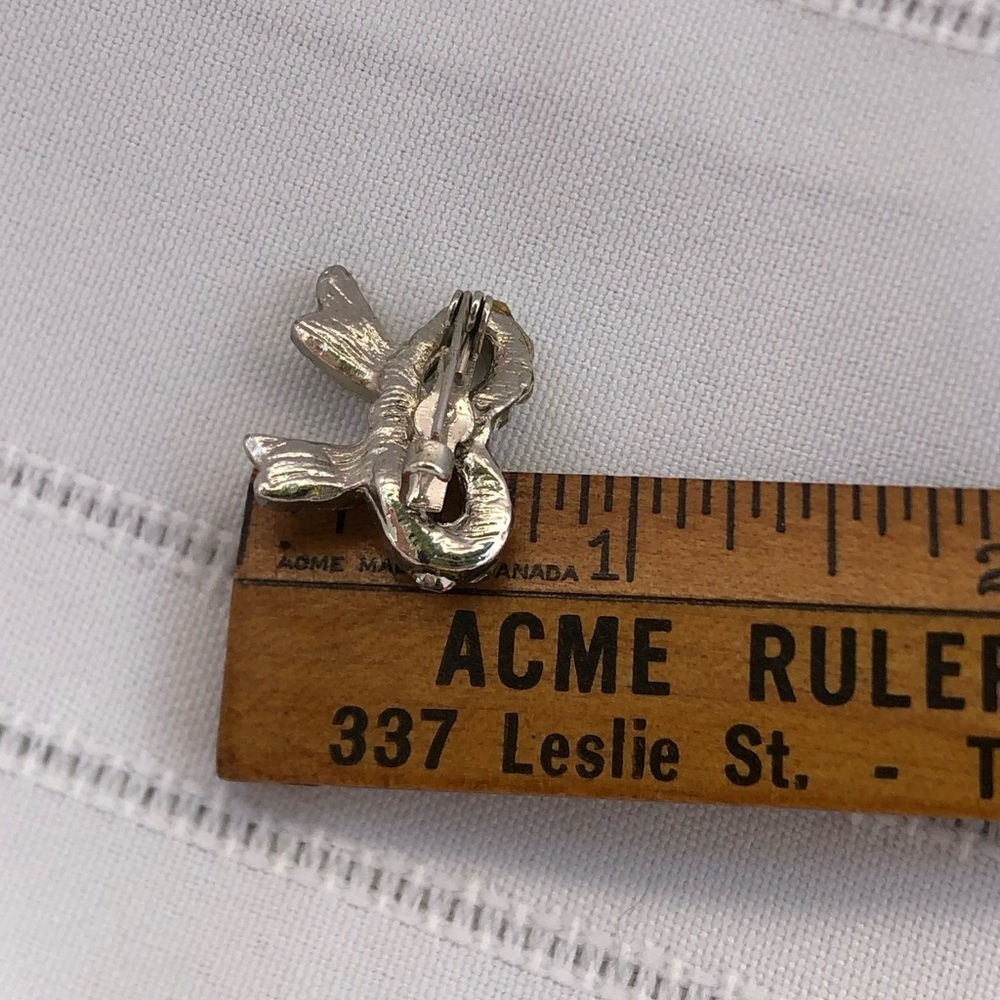 Vtg Small Rhinestone Adorned Bow Brooch - Picture 5 of 6